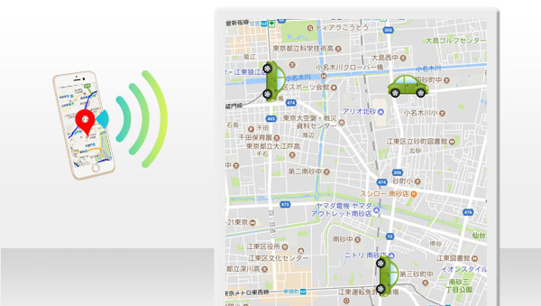 GPS利用による移動車両の地図確認機能（IoTアプリ利用）
