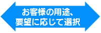 お客様の用途、要望に応じて選択