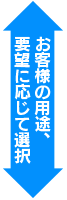 お客様の用途、要望に応じて選択